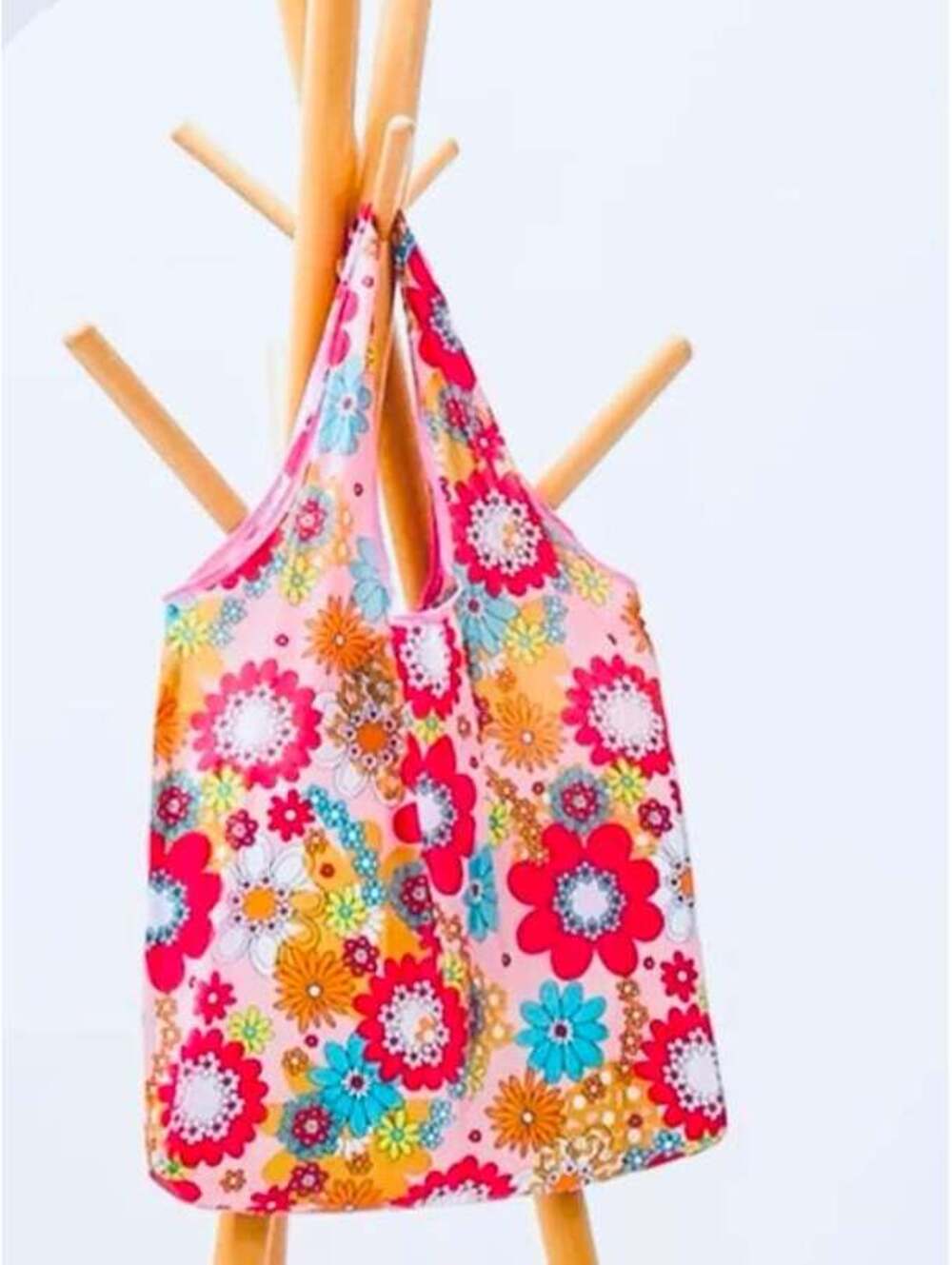New - Unique Large Capacity Tote /Shopping Bag with Floral Designs - Pink